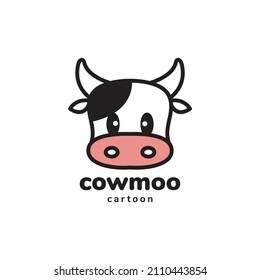 face cute cartoon little cow logo design, vector graphic symbol icon illustration