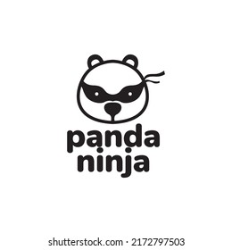 face cute cartoon panda ninja logo design vector graphic symbol icon illustration creative idea