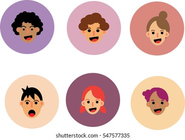 Face cute character male and female.