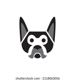 face cute dog with mustache logo design, vector graphic symbol icon sign illustration