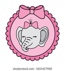 face of cute elephant female in lace frame vector illustration design