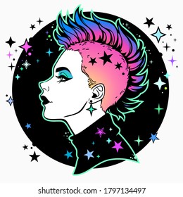 Graphic Punk Rock Girl With Mohawk SVG Cut File Cricut for Clothing Design,  Patches, Stickers, Pins, Jewelry, Jackets, Tattoo Inspo & More -  Canada