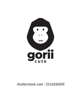 face cute gorilla flat logo design, vector graphic symbol icon illustration