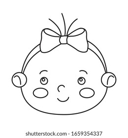 face of cute little baby girl isolated icon vector illustration design