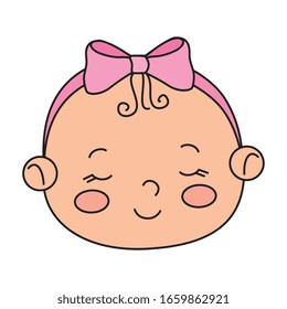 face of cute little baby girl isolated icon vector illustration design