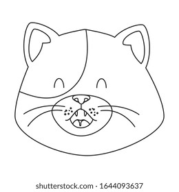 face of cute little cat line style icon vector illustration design
