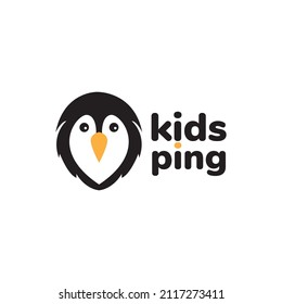face cute little penguin logo design, vector graphic symbol icon sign illustration