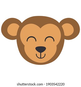 
The face of a cute monkey painted in flat style. Monkey. Cute monkey flat.