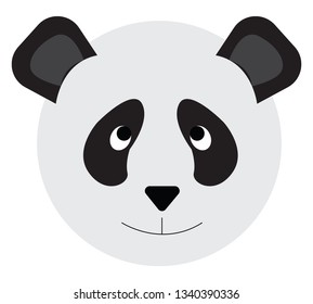 Face of a cute panda with black ears and dark spots around eyes vector color drawing or illustration 