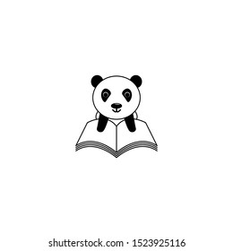 Face Cute Panda Reading Book Vector