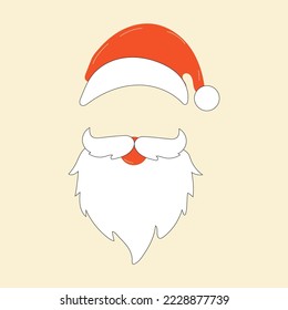 The face of a cute Santa Claus .Vector in cartoon style. All elements are isolated	