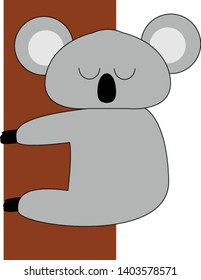 A face of a cute small koala with big nose , vector, color drawing or illustration.
