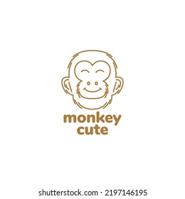 face cute smile ape monkey logo design