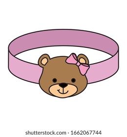 face of cute teddy bear female in bracelet vector illustration design