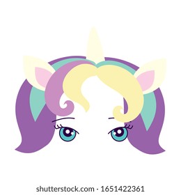 face of cute unicorn fantasy vector illustration design