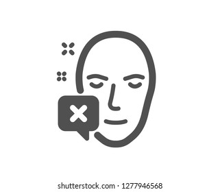 Face declined icon. Human profile sign. Facial identification error symbol. Quality design element. Classic style icon. Vector