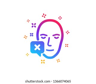 Face declined icon. Human profile sign. Facial identification error symbol. Dynamic shapes. Gradient design face declined icon. Classic style. Vector