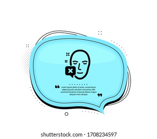 Das Gesicht hat sich zu Ikone gewandelt. Angebotsblase. Menschliches Profilzeichen. Symbol für einen Fehler bei der Gesichtserkennung. Anführungszeichen. Das klassische Gesicht hat sich als Symbol abgesprochen. Vektorgrafik