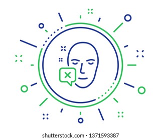 Face declined line icon. Human profile sign. Facial identification error symbol. Quality design elements. Technology face declined button. Editable stroke. Vector
