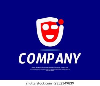 combinación de logotipo de diseño de cara con protección