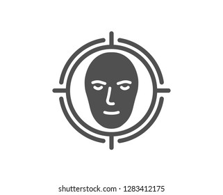 Face detect target icon. Head recognition sign. Identification symbol. Quality design element. Classic style icon. Vector
