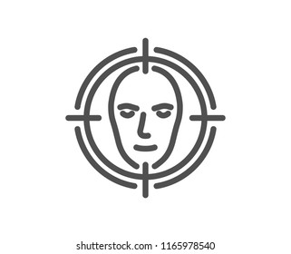 Face detect target line icon. Head recognition sign. Identification symbol. Quality design element. Classic style. Editable stroke. Vector