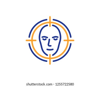 Face detect target line icon. Head recognition sign. Identification symbol. Colorful outline concept. Blue and orange thin line color icon. Face detect Vector