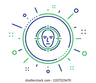 Face detect target line icon. Head recognition sign. Identification symbol. Quality design elements. Technology face detect button. Editable stroke. Vector