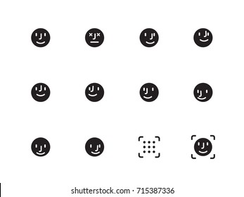 Face Detecting vector icons on white background. Vector illustration.