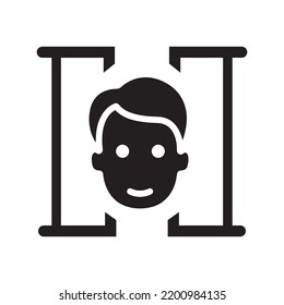 Face detection artificial icon | Black Vector illustration |