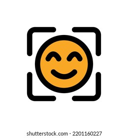 Gesichtserkennungssymbol im vollen Line-Stil über Kamera, Verwendung für Website-Mobile-App-Präsentation