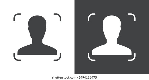 face detection icon Flat set in black and white color outline vector