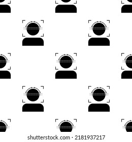 Face Detection Icon Seamless Pattern, Human Face Identification Vector Art Illustration