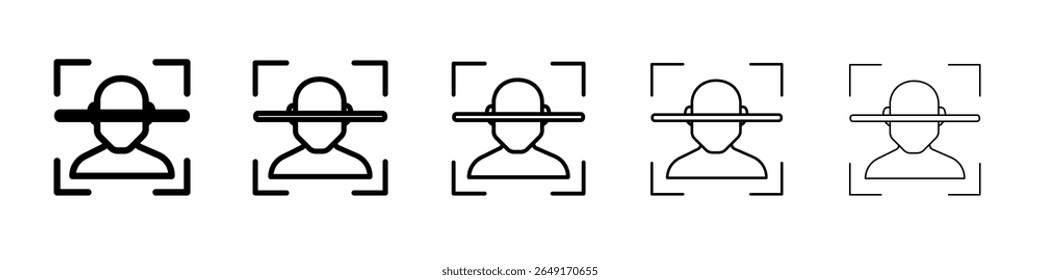 face detection icon thin outline logo mark set