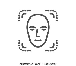 Face detection line icon. Head recognition sign. Identification symbol. Quality design element. Classic style face id. Editable stroke. Vector
