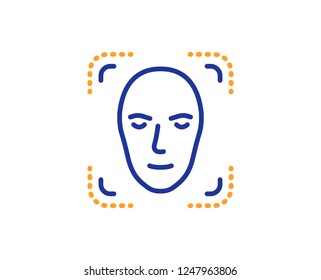 Face detection line icon. Head recognition sign. Identification symbol. Colorful outline concept. Blue and orange thin line color icon. Face detection Vector