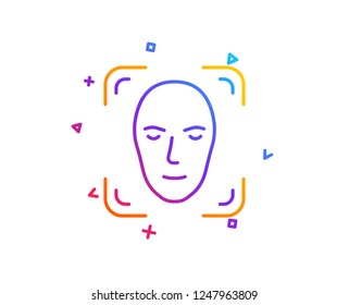Face detection line icon. Head recognition sign. Identification symbol. Gradient line button. Face detection icon design. Colorful geometric shapes. Vector