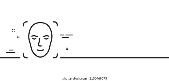 Symbol für die Gesichtserkennung. Kopferkennungszeichen. Identifizierungssymbol. Minimaler Hintergrund der Illustration. Face Detection Line Symbol Muster Banner. White Web Template Konzept. Vektorgrafik