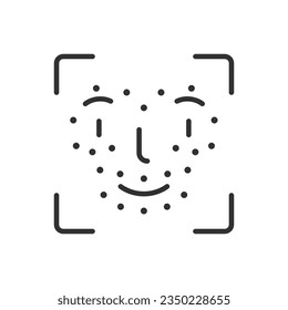 Face detection, linear icon. Facial scan. Line with editable stroke