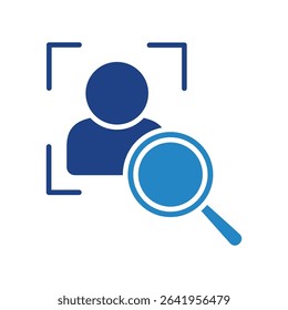 Face Detection mini illustration dual tone blue color icon, use for machine learning, education, technology industry, UI, UX kit, app and web development, digital or print.