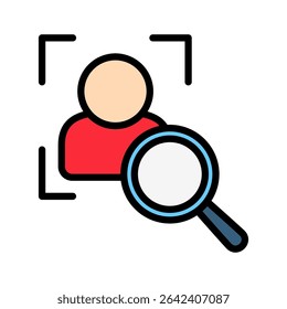 Face Detection mini illustration outline color icon, use for machine learning, education, technology industry, UI, UX kit, app and web development, digital or print.