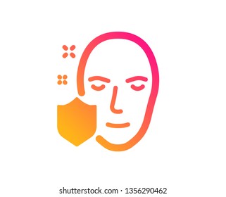 Face detection protected icon. Secure access sign. Facial identification symbol. Classic flat style. Gradient face protection icon. Vector