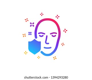 Face detection protected icon. Secure access sign. Facial identification symbol. Dynamic shapes. Gradient design face protection icon. Classic style. Vector