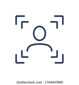 Face detection thin line icon. Focus, ID scanner isolated outline sign. Safety, access, recognition concept. Vector illustration symbol element for web design and apps