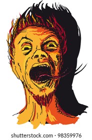 Face of the devil, hand drawing vector illustration.