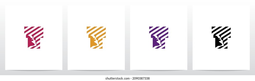 Face And Diagonal Lines On Letter Logo Design T