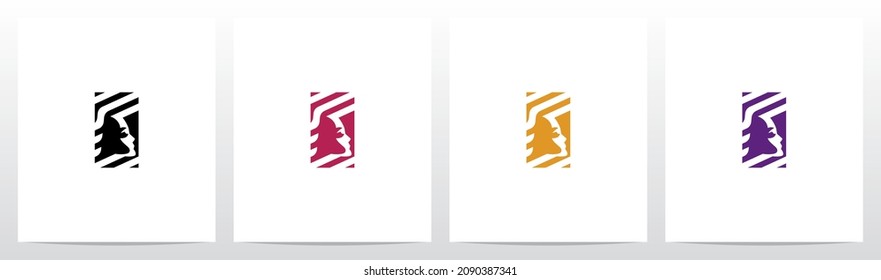 Face And Diagonal Lines On Letter Logo Design I