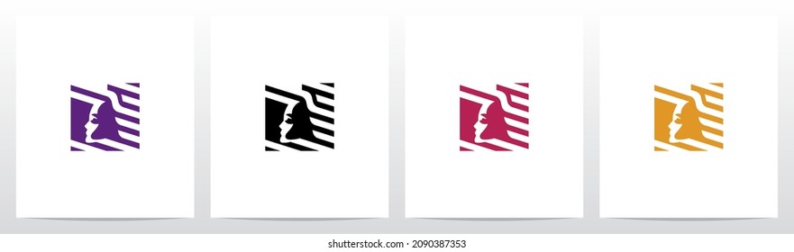 Face And Diagonal Lines On Letter Logo Design N