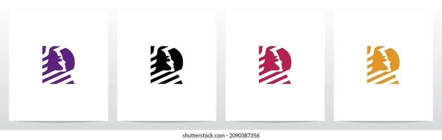 Face And Diagonal Lines On Letter Logo Design R