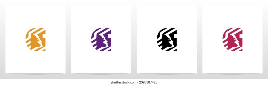 Face And Diagonal Lines On Letter Logo Design G